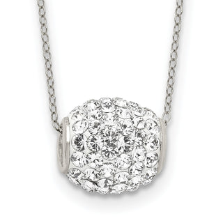 18" Sterling Silver 10mm White Stellux Crystal Ball Necklace