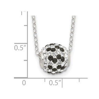 18" Sterling Silver Black and White Stellux Crystal Necklace