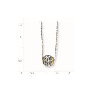 Sterling Silver w/14k Accent Spinner Barrel Pendant Necklace