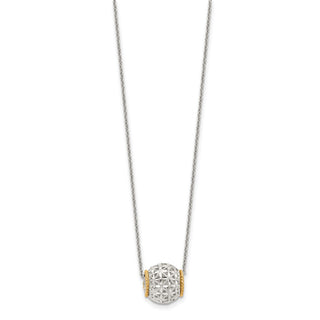 Sterling Silver w/14k Accent Spinner Barrel Pendant Necklace
