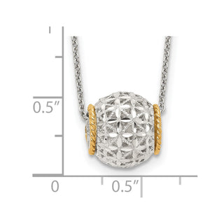 Sterling Silver w/14k Accent Spinner Barrel Pendant Necklace