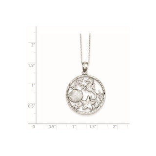 Sterling Silver Seahorse, Starfish and Shell Pendant Necklace