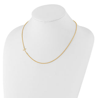 Sterling Silver Yellow Gold-plated Small Off-Set Sideways Curved Cross Necklace