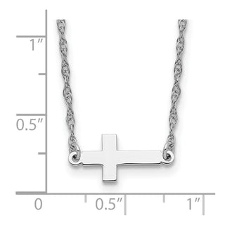 Sterling Silver Rhodium-plated Small Sideways Cross Necklace