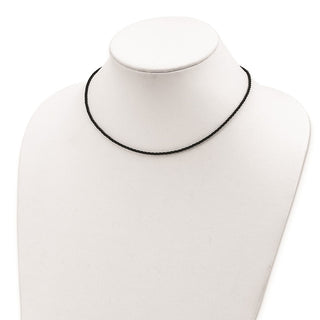 Sterling Silver 18 inch 2mm Black Twisted Rubber Necklace