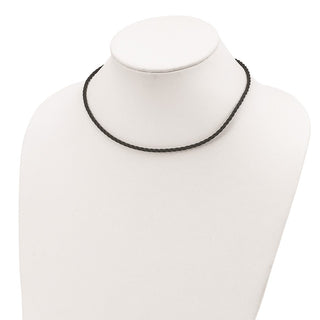 Sterling Silver 18 inch 3mm Black Twisted Rubber Necklace