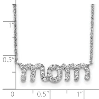 Rhodium-plated Sterling Silver MOM w/CZ Necklace