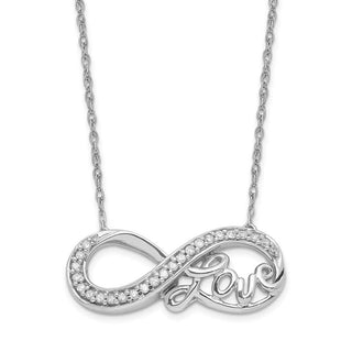 Sterling Silver Rhodium Diamond Infinity Symbol LOVE Necklace