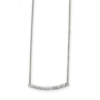 Sterling Silver CZ 18in Curved Bar Necklace