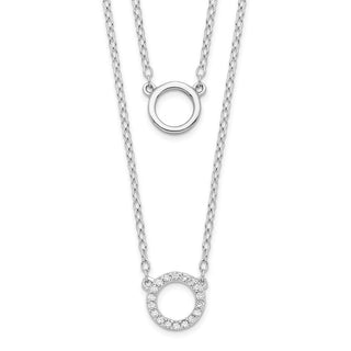 Rhodium-plated Sterling Silver CZ Circles 16in W/2in ext Necklace