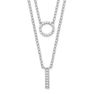 Rhodium-plated Sterling Silver CZ 2-Strand Necklace
