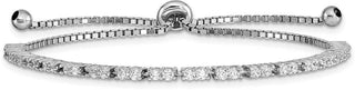 Rhodium-plated Sterling Silver Simulated April CZ Adjustable Bracelet