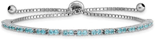 Sterling Silver Simulated December Light Blue CZ Adjustable Bracelet