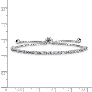 Rhodium-plated Sterling Silver Simulated June Lavender CZ Adjustable Bracelet