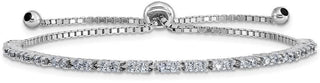 Rhodium-plated Sterling Silver Simulated June Lavender CZ Adjustable Bracelet