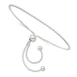 9.25" Sterling Silver Beaded Adjustable Bracelet QG4785