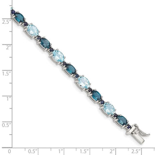 7.25" Sterling Silver Rhodium-plated London Blue & Sky Blue Topaz Bracelet