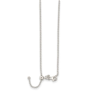 Sterling Silver Polished Beaded Adjustable Necklace