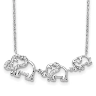 Rhodium-plated Sterling Silver CZ Elephants Necklace
