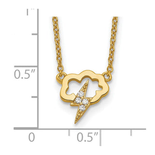 Sterling Silver Gold-tone CZ Storm Cloud w/2in ext Necklace