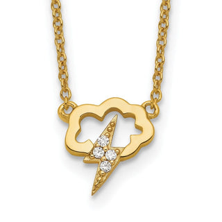 Sterling Silver Gold-tone CZ Storm Cloud w/2in ext Necklace
