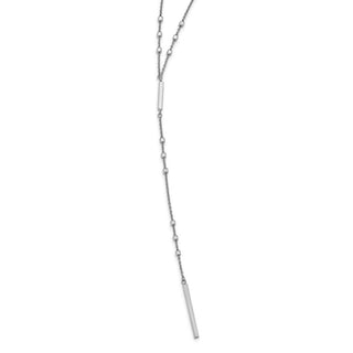 Sterling Silver Rhodium-plated Beads/Vertical Bar w/ 1in ext. Y-Necklace