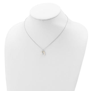 16" Sterling Silver Rhodium-plated Mother Of Pearl Moon w/2in ext Necklace