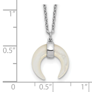 16" Sterling Silver Rhodium-plated Mother Of Pearl Moon w/2in ext Necklace