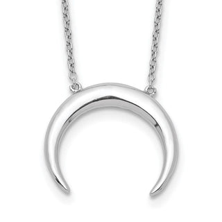Rhodium-plated Sterling Silver Moon w/ 2in ext. Necklace