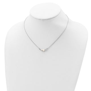 17.5" Sterling Silver Rhodium-plated Freshwater Cultured Pearl Bar w/ 1in ext Necklace