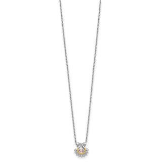 Sterling Silver Gold-tone Moving Pink CZ w/2in ext Necklace QG5523-16