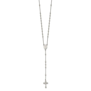 18"+1.25" Sterling Silver Beaded Rosary Necklace