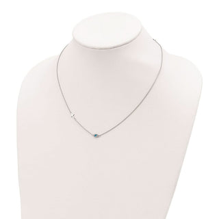Sterling Silver CZ Enamel Cross w/Eye 16.5in w/2in ext Necklace