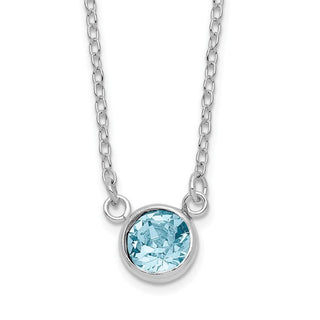 Sterling Silver Rhodium-plated Blue Crystal Bezel 18.5in Necklace