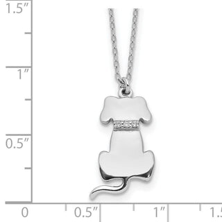 Rhodium-plated Sterling Silver CZ Dog Necklace