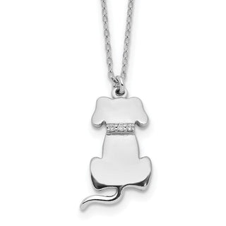 Rhodium-plated Sterling Silver CZ Dog Necklace