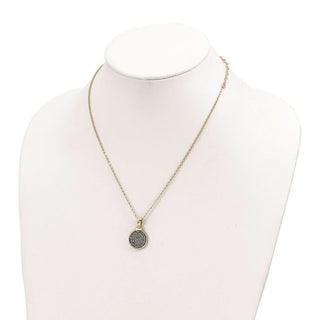 Yellow Sterling Silver Polished Replica Phaistos Coin Pendant 2 in ext. Necklace