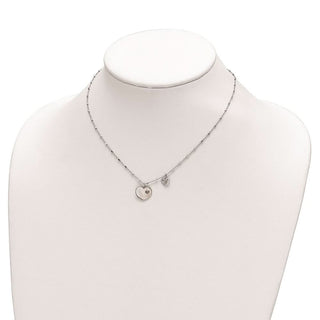 15.5" Sterling Silver Rhodium-plated Mother of Pearl Heart w/1 in Ext Necklace