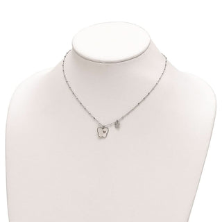 15.5" Sterling Silver Rhodium-plated Mother of Pearl Butterfly w/1in Ext Necklace