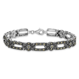 7.5" Sterling Silver Rhodium-plated Marcasite Bracelet