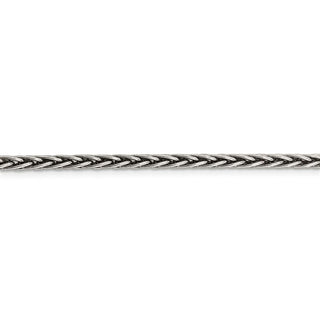 30" Sterling Silver Antiqued 3.25mm Solid Square Spiga Chain Necklace