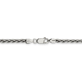 24" Sterling Silver Antiqued 3.25mm Solid Square Spiga Chain Necklace