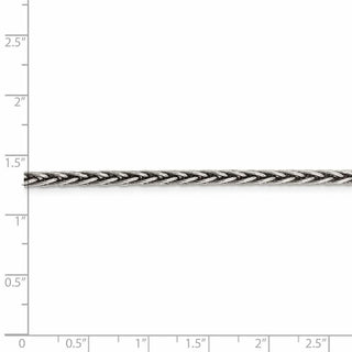 30" Sterling Silver Antiqued 3.25mm Solid Square Spiga Chain Necklace