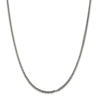 30" Sterling Silver Antiqued 3.25mm Solid Square Spiga Chain Necklace