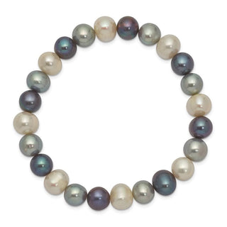 7.5" 8-9mm White/Grey/Black Freshwater Cultured Pearl Stretch Bracelet
