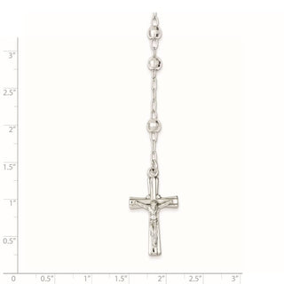 26" Sterling Silver Polished Rosary with Textured Beads Necklace