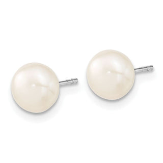 Sterling Silver Rhodium-plated Freshwater Cultured Pearl Necklace/Stud Earrings Set