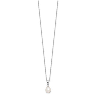 Sterling Silver Rhodium-plated Freshwater Cultured Pearl Necklace/Stud Earrings Set