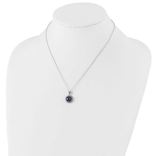 Sterling Silver Rhodium-plated 8-9mm Black Freshwater Cultured Pearl CZ Earrings/Necklace Set