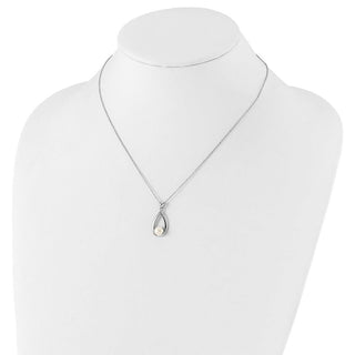 17" Sterling Silver Rhodium-plated 6-7mm White Button Freshwater Cultured Pearl Necklace
